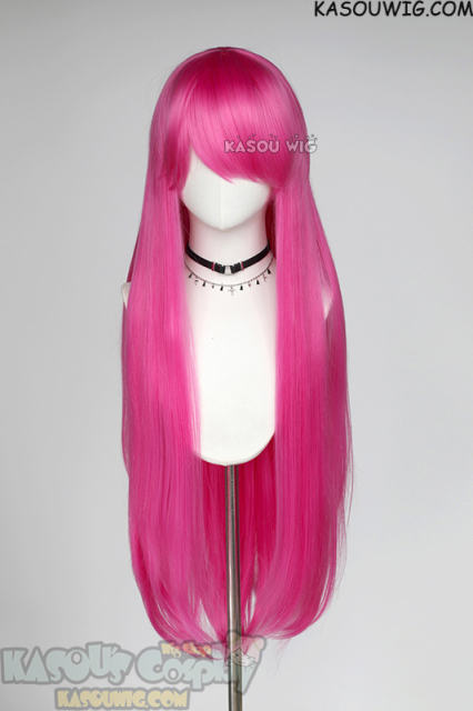 L-4 KA035 100cm/39.5" long straight versatile Deep Pink wig