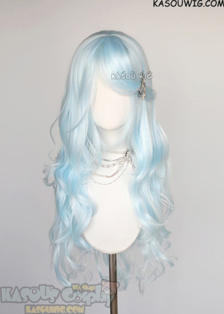 L-3 / KA045 Light Cyan long layers loose waves wig