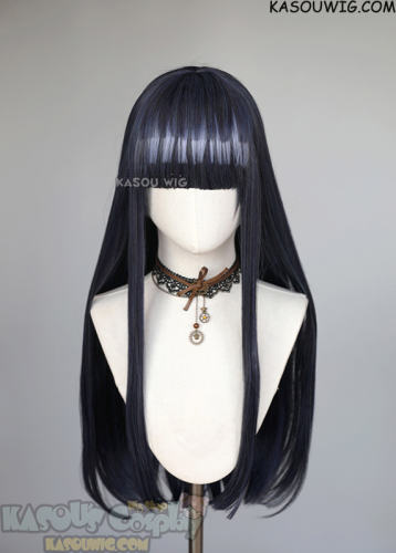 Naruto Hinata Hyuga 80cm long straight wig with light blue highlights