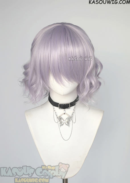 S-4 / SP38 silver lilac loose beach waves lolita wig with bangs 35cm