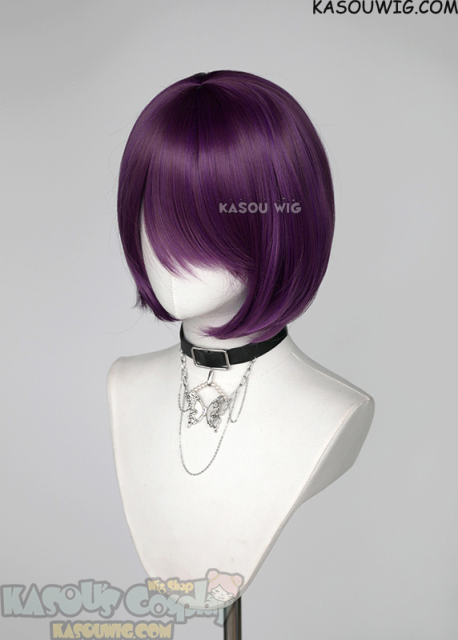 S-6 SP40 Grape Purple short bob wig with long bangs