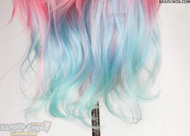 Honkai Star Rail 110cm Cyrene pink and blue green ombre wavy wig