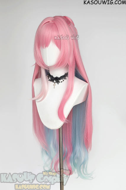 Honkai Star Rail 110cm Cyrene pink and blue green ombre wavy wig
