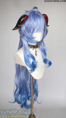 【Ships in 24 hours】Genshin Impact Ganyu 100cm long wavy dyed blue ombre wig