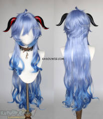 【Ships in 24 hours】Genshin Impact Ganyu 100cm long wavy dyed blue ombre wig