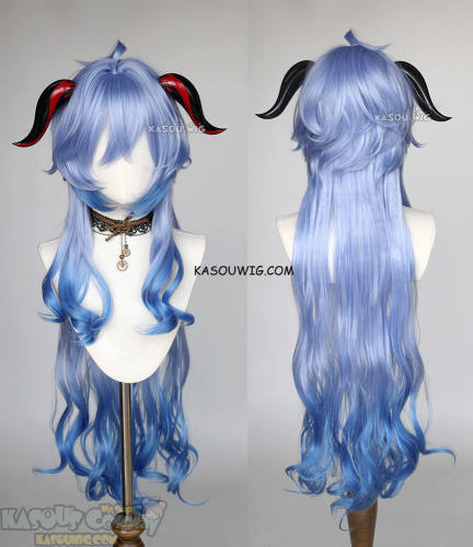 【Ships in 24 hours】Genshin Impact Ganyu 100cm long wavy dyed blue ombre wig