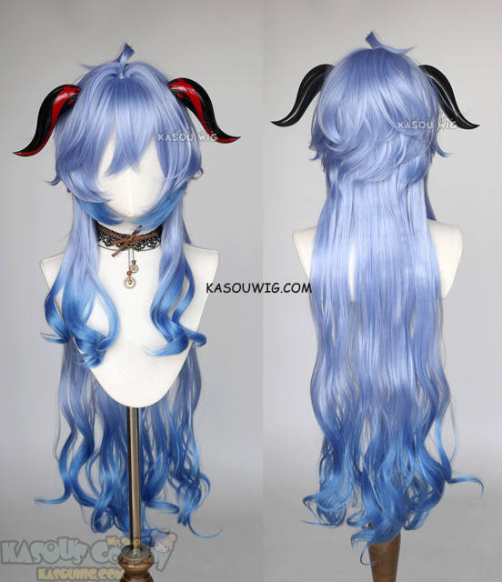 【Ships in 24 hours】Genshin Impact Ganyu 100cm long wavy dyed blue ombre wig