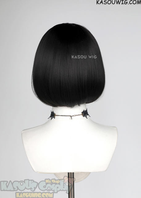 S-6 KA031A Natural Black short bob wig with long bangs
