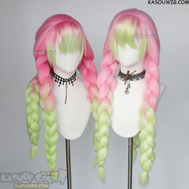 【Ships in 24 hours】 Kimetsu no Yaiba Demon Slayer Mitsuri Kanroji thick standard pink green wig