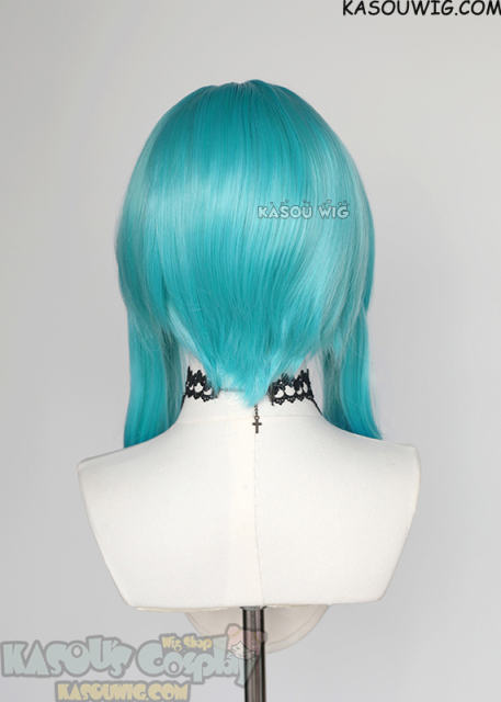 M-4 short bob Miku turquoise blue color wig with 60cm long layered side bangs