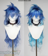 [2 colors] Twisted-Wonderland Idia Shroud 110cm/43.3'' blue ombre layered wig