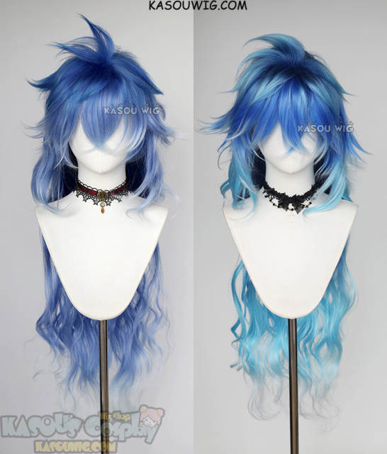 【2 Colors】Twisted-Wonderland Idia Shroud 110cm/43.3'' blue ombre layered wig