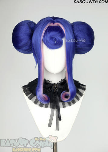 Knights of Guinevere Guinevere pre-styled persian blue buns wig with pink streaks