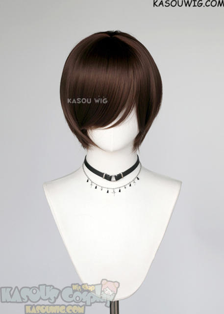 S-2 / KA028 Bistre Brown hort bob smooth wig with long bangs
