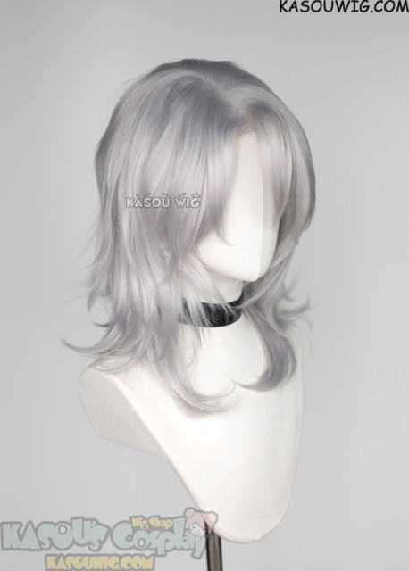 Genshin Impact Rerir shoulder-length messy silver gray wig