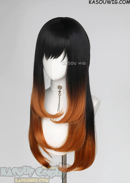 Gachiakuta Amo 71cm long black orange wig