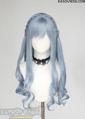 Sakiko Togawa 72cm long ice blue curly wig with pre-tied braids