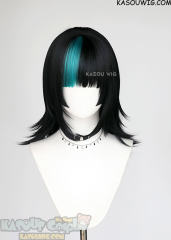 JJK Kirara Hoshi shoulder-length black wig with cyan streak
