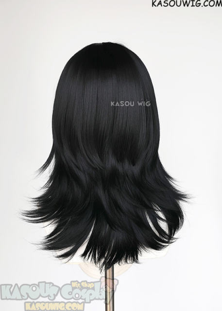JJK Kirara Hoshi shoulder-length black wig with cyan streak