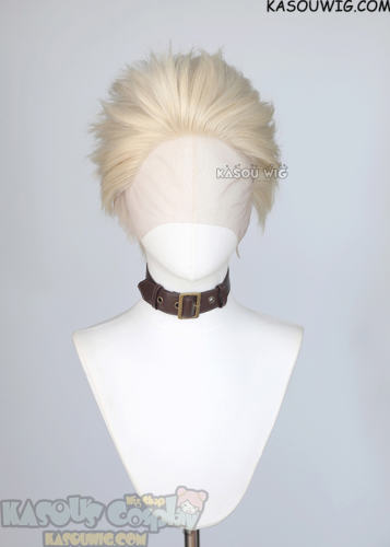 Lace Front>> Shin short Light Cream Blonde spiky wig