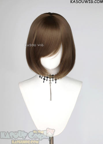 S-6 KA025 Raw Umber Brown short bob wig with long bangs