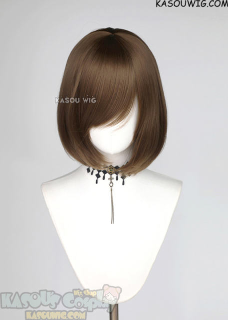 S-6 KA025 Raw Umber Brown short bob wig with long bangs