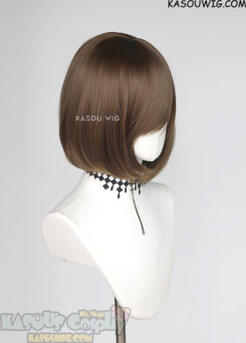 S-6 KA025 Raw Umber Brown short bob wig with long bangs