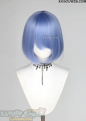 S-6  KA055 cornflower blue short bob wig with long bangs