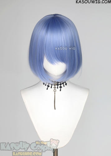 S-6  KA055 cornflower blue short bob wig with long bangs