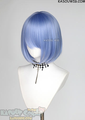 S-6  KA055 cornflower blue short bob wig with long bangs