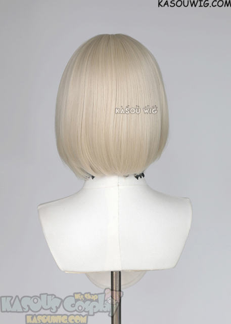 S-6 SP17 Light Cream Blonde short bob wig with long bangs