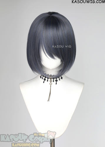 S-6 SP29 Bluish Gray short bob wig with long bangs