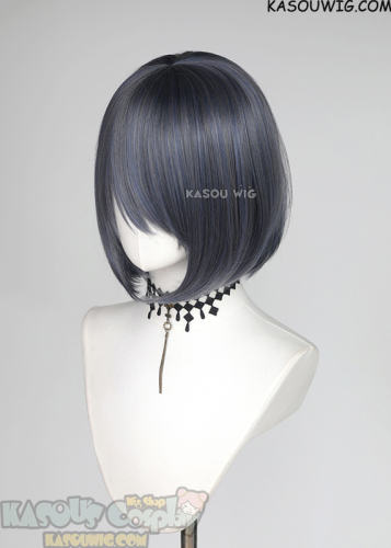 S-6 SP29 Bluish Gray short bob wig with long bangs