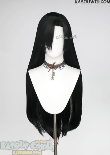 Yomi no Tsugai Asa 90cm long straight side-parted black wig