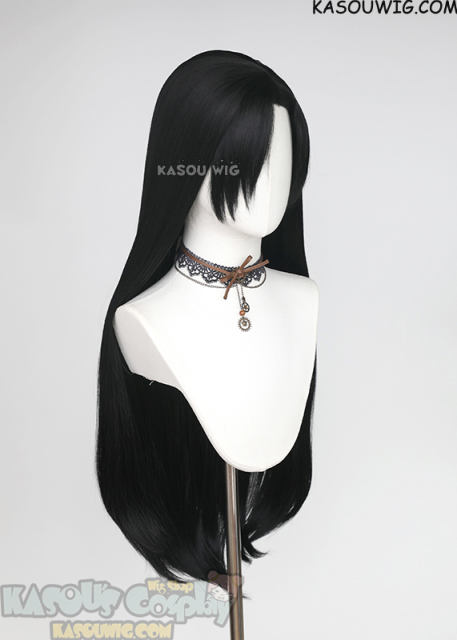 Yomi no Tsugai Asa 90cm long straight side-parted black wig