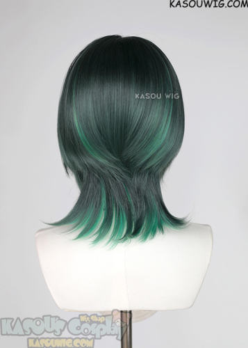 Genshin Impact Nefer green ombre short bob cosplay wig