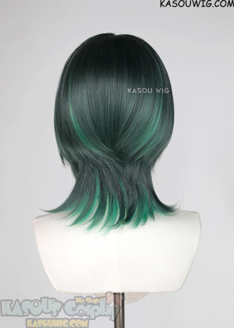 Genshin Impact Nefer green ombre short bob cosplay wig