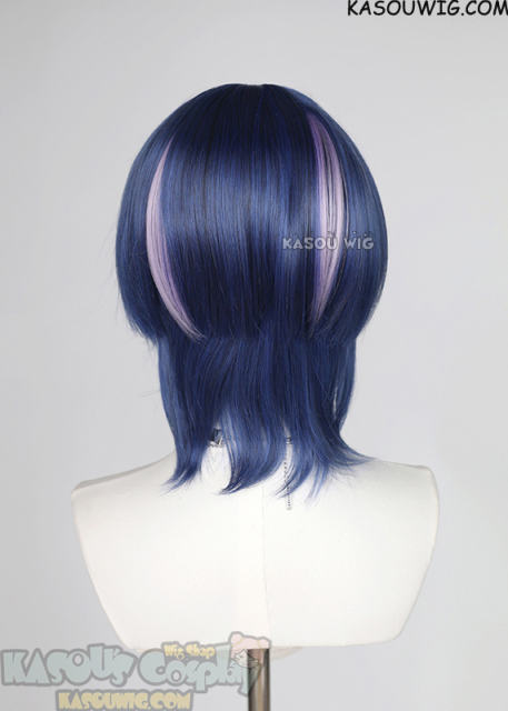 Genshin Impact Scaramouche black blue mixed bob wig