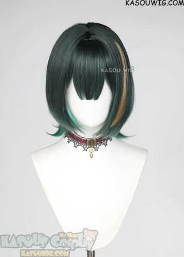 Genshin Impact Nefer green ombre short bob cosplay wig