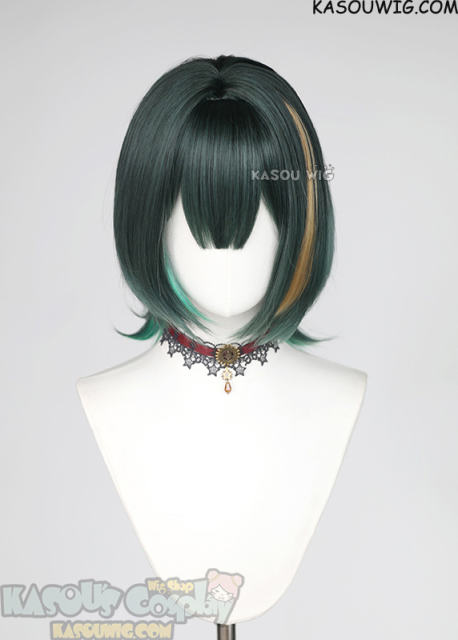 Genshin Impact Nefer green ombre short bob cosplay wig