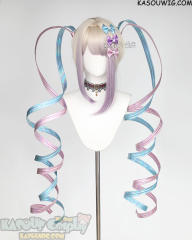 Needy Girl Overdose KAngel blonde purple ombre wig  with clip-on PU pigtails