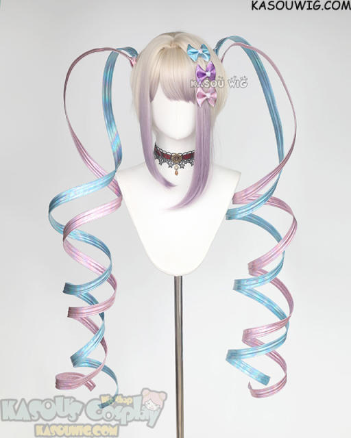 Needy Girl Overdose KAngel blonde purple ombre wig  with clip-on PU pigtails