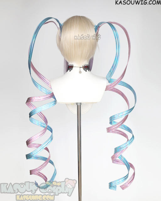 Needy Girl Overdose KAngel blonde purple ombre wig  with clip-on PU pigtails