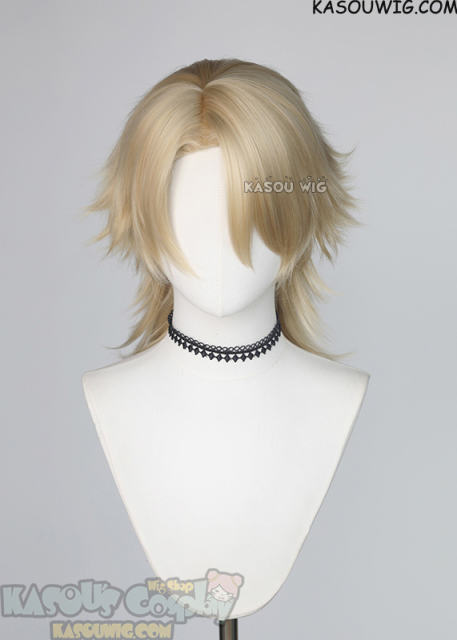 【2 colors】Genshin Impact Varka platinum blonde multilayer flippy wig