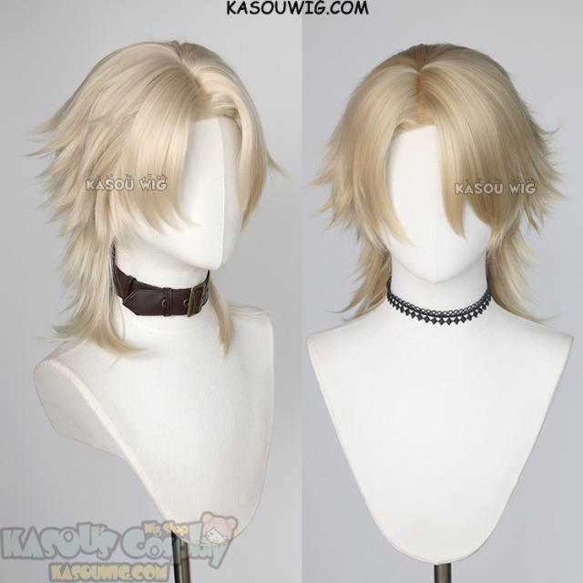 【2 colors】Genshin Impact Varka platinum blonde multilayer flippy wig