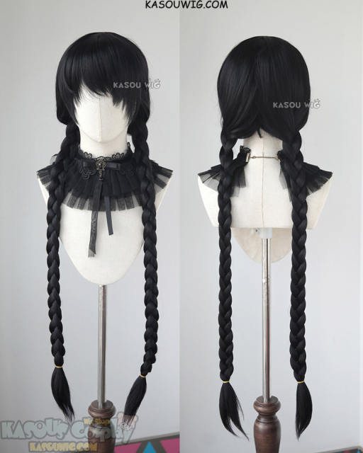Black Lagoon Roberta 98cm long braided purple black cosplay wig