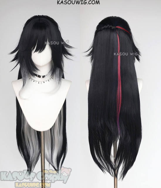 Honkai: Star Rail Ashveil 100cm long bluish black straight wig