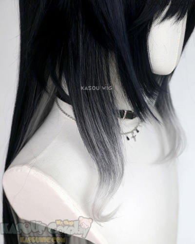 Honkai: Star Rail Ashveil 100cm long bluish black straight wig