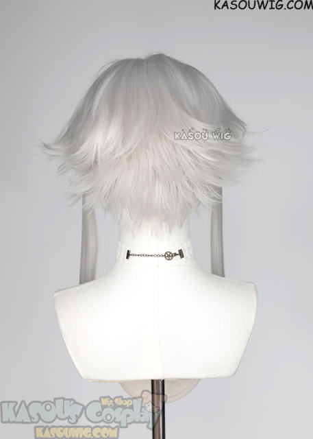 TFC Pierrot middle-parted flippy silver white wig