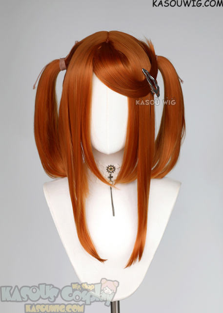 M-2/KA021 ┇ 50CM / 19.7" burnt orange pigtails base wig with long bangs